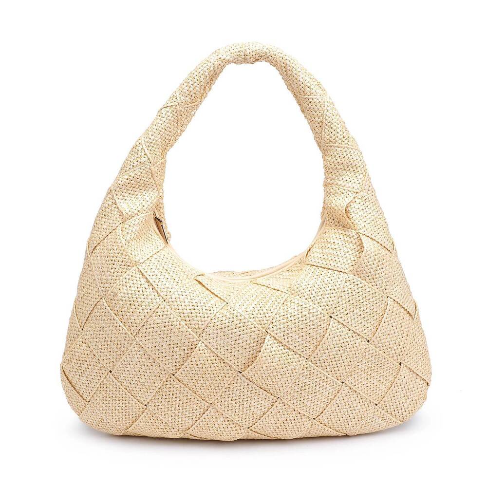 NEW SOL AND SELENE women's dare to dream large woven straw hobo bag in cream